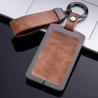 Casing Kunci Mobil Kulit 3 Tombol untuk BYD Song Plus Yuan Qin Han Tang Smart Remote Fob Cover Aksesoris Gantungan Kunci Mobil Logam Sederhana