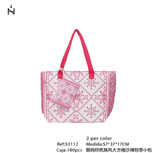 Bolso de Playa Grande con Estampado Digital de Estilo Étnico, 57x37x17cm, con Bolso Pequeño - Product Image 3