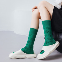 Chaussettes décontractées en coton BV Green Winter, en tissu éponge tridimensionnel antidérapant, longues, épaisses, couleur unie, tendance