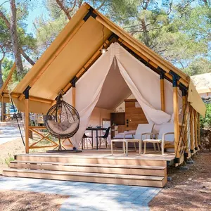 Safari Tent Glamping Luxury Canvas Family Glamp Tent For Sale