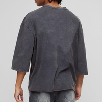 T-shirts pour hommes à manches 3/4, coupe ample, effet délavé, 95% coton, 5% élasthanne, 260g, vêtements