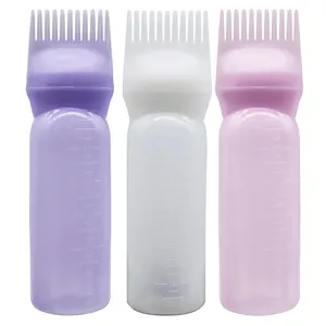 Nuovo Olio di Plastica Pettine Applicatore Bottiglie di Shampoo Bottiglia di Erogazione per il Salone di Colorazione Dei Capelli Styling in 3 Colori