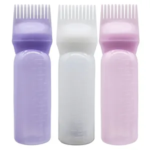 Botellas aplicadoras de Peine de aceite de plástico, botella dispensadora de champú para salón de belleza, estilismo para coloración del cabello en 3 colores, novedad