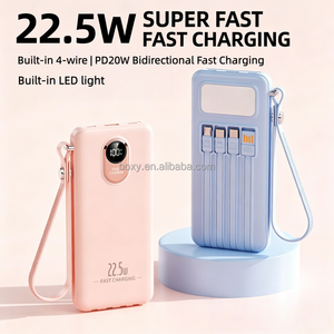 Nouvelle batterie externe portable avec logo personnalisé, charge rapide bidirectionnelle Type-C 22,5 W, double USB, 20000 mAh, 4 câbles intégrés - Product Image 3