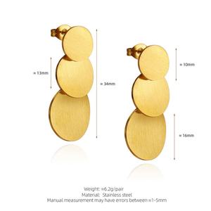 Boucles d'oreilles vintage en acier inoxydable imperméable, plaquées or 14k 18k PVD, bijoux classiques pour femmes, boucles d'oreilles tendance pour femmes - Product Image 6
