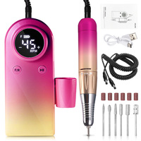 Perceuse à ongles rechargeable 45000 tr/min en plastique, forme stylo, professionnelle, avec écran LCD, portable, sans fil, pour usage commercial et domestique aux États-Unis