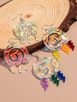 Vente en gros Boucle géométrique de conque créative Gland goutte d'eau Boucles d'oreilles en acrylique découpées au laser avec foudre colorée pour femmes et filles
