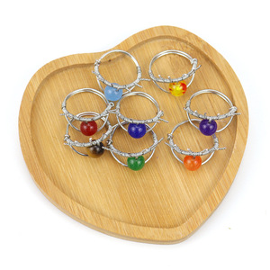 Nouvelles ventes chaudes, anneaux créatifs personnalisés faits à la main avec fil enroulé, perles d'agate œil de dragon, R12 - Product Image 2