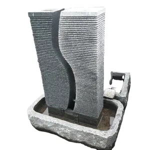 garden granite stone square fountain with basin for decoration