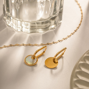 Fashion Summer Hypoallergenic Round <strong>Shell</strong> Earrings Stainless Steel Base 18k Gold Plated <strong>Shell</strong> Charm <strong>Drop</strong> Earrings for Women - Product Image 5