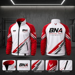 Custom Martial Arts Winter Sporty Canvas Long Stand Front Thin Hooded Full Zip Team <b>Warm</b>-Up Jacket OEM Sportswear Manufacturer - Product Image 2