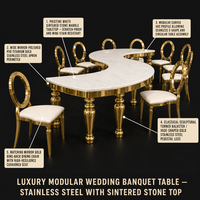 Chaises serpentine rondes de luxe et tables de mariage en verre blanc pour événements, idéales pour hôtels et centres de réception - Vente en gros