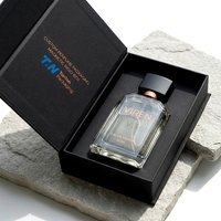 Boîte à parfum rigide noire magnétique de luxe sur mesure, style livre, boîte fermée, présentation pour emballage de parfum personnalisé