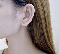 Boucles d'oreilles clous minimalistes en or massif 18 carats avec mini-boules et fermoir à vis, pour femmes, bijoux fins quotidiens