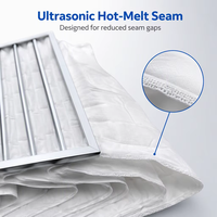 Filter Kantong Kustom F5-F9 Efisiensi Sedang Media Nonwoven PET Polyester Rangka Aluminium Alloy untuk Pendingin Udara