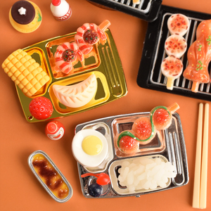 Platos en Miniatura de Resina, Modelo de Vajilla, Palillos y Cucharas para Casa de Muñecas DIY, Juguetes de Cocina Artísticos Pintados a Mano - Product Image 3