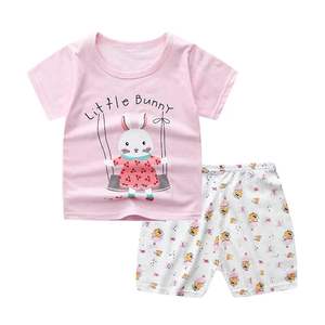 Ensembles de vêtements pour bébé 2022, haut à manches courtes + short, 2 pièces, vêtements d'été pour enfants, garçon, 100% coton, costume à manches courtes - Product Image 3