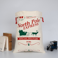 Sac de Noël en toile avec cordon de serrage, motif Père Noël, faible MOQ, impression personnalisée, Express du Pôle Nord, sac cadeau de Noël, prix d'usine