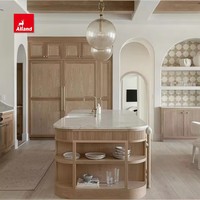 AllandCabinet Timeless Natural Warmth Classic Shaker Doors Panels Armoire de cuisine en chêne beige avec évier Ensemble de table d'îlot