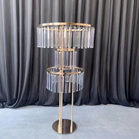 Décorations de mariage pour fête à la maison Vase de sol en cristal de qualité supérieure Présentoir à fleurs de mariage en métal doré
