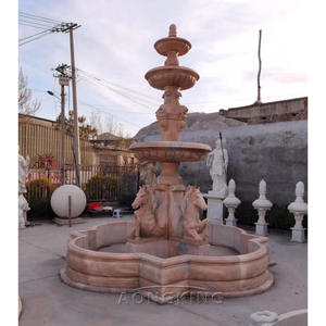 Fontana rotonda in marmo bianco con vasi da fiori e statua <span class=keywords><strong>di</strong></span> ninfa donna - Product Image 2