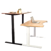 Bureau en bambou écologique avec plateau en bambou, cadre réglable en hauteur électriquement, bureau assis-debout, bureau relevable