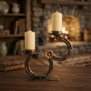 Candelabro Doble de Metal con Forma de Herradura Ecuestre, Decorativo para Mesa, Estilo Rústico Occidental, Centro de Mesa para Decoración del Hogar - Product Image 2