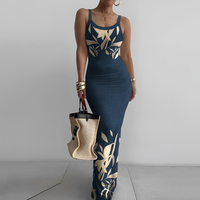 Offre Spéciale Robe Longue Vintage Sans Manches Mode Été 2025 pour Femme, Robe Moulante Ajustée à Bretelles Fines pour Femme en Offre Spéciale