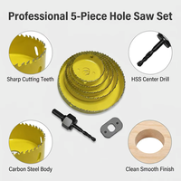 Kit de 5 scies cloches professionnelles pour le bois, avec forets à pointe carbure M42 bimétal, tige triangulaire de 0,38 pouce