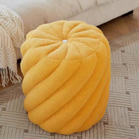 Nordic Ottoman Tabouret Faux Shearling Pumpkin Iron Base Repose-pieds Pouf pour Salon
