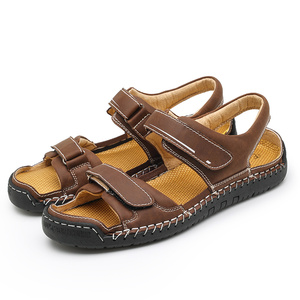 Leders andalen Herren Sommer hand gefertigte wilde neue Strands port Freizeit schuhe große atmungsaktive Lochs andalen Hausschuhe - Product Image 1
