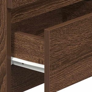 Modern 2-Drawer Adjustable Height <strong>Bedside</strong> <strong>Cabinet</strong> in Black Solid Wood Nightstand for Bedroom Living Room Office Brown <strong>Oak</strong> - Product Image 3