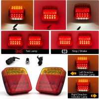 LIWOF 12/24V Emark Wiederaufladbares Kabelloses Magnetisches LED-Anhängerbeleuchtungsset Anhänger-Brems-Blink-Rücklicht-Set für Wohnwagen LKW