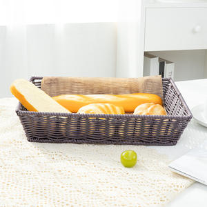 Panier de rangement rectangulaire en rotin tressé imitation fait main, écologique, pour fruits, légumes et usages divers - Product Image 1