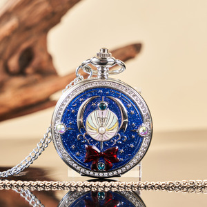 Reloj de Cuarzo Moderno BingoBeads, Caja de Aleación de Zinc de 47 mm, Diseño de Varita Mágica de Resina, Anime Sailor Moon Usagi Tsukino, Esfera Grande, de Bolsillo - Product Image 1