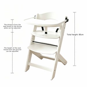 Chaise haute en bois personnalisée avec plateau - Chaise haute réglable et convertible pour bébés et tout-petits - Bois naturel résistant à l'eau - Product Image 5