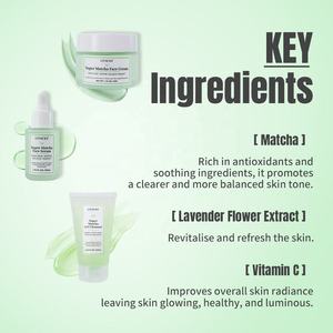 Ensemble de soins de la peau au matcha naturel <span class=keywords><strong>pour</strong></span> le <span class=keywords><strong>visage</strong></span> et le corps, kit de soins de la peau au thé vert purifiant avec masque d'argile, sérum, nettoyant, <span class=keywords><strong>lotion</strong></span>, 8 pièces, vente en gros - Product Image 4