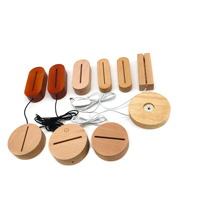 Vente en gros carré en bois LED affichage veilleuse support de base support lampe LED 3d alimenté par USB base en bois pour bricolage acrylique