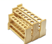 Support en bois pour tubes à essai, conception avec crochets de séchage pour expériences de chimie