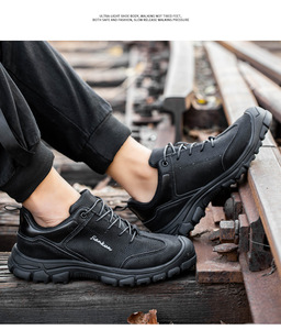 JIANKUN <span class=keywords><strong>Chaussures</strong></span> de sécurité pour le travail industriel pour <span class=keywords><strong>hommes</strong></span> Caoutchouc résistant à l'usure Cuir microfibre de haute qualité Bout en acier Anti-Smash/Puncture - Product Image 4