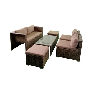 Modern Style Dining Wicker Metal Frame Brown Garden Furniture Rainproof <b>Sunscreen</b> for Resort Balcony Living Room Courtyard - Product Image 1