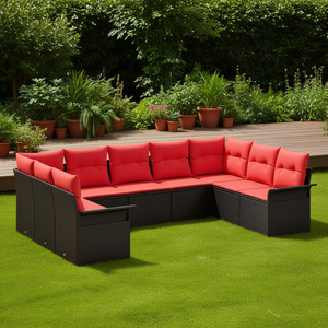 Brown Poly Rattan Garden <b>Sofa</b> <b>Set</b> With Cushions Outdoor Furniture Contemporary Style - Product Image 2