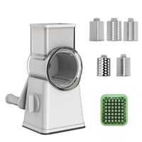 6 In 1 Roterende Kaasrasp Mandoline Vegetarische Snijmachine Groentesnijder Chopper Met 5 Roestvrijstalen Messen Handzwengel
