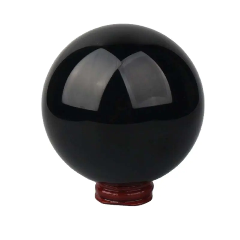 Đánh bóng tự nhiên Đen obsidian tinh thể thạch anh bóng đá Spheres cho phong thủy