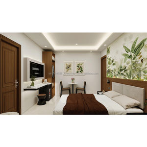 Juego de Muebles Personalizados para Hoteles de 3 Estrellas, Juego Completo de Dormitorio con Cama de Madera, Armario, Sofá, Mesitas de Noche, Mueble para TV y Mesa Auxiliar - Product Image 1