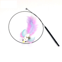 Bâton de chat interactif personnalisable en usine avec plumes et clochettes pour le divertissement des animaux de compagnie