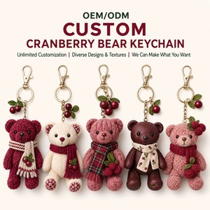 Porte-clés en peluche personnalisé Mascotte Ours Canneberge, Personnage Original de Noël, Jouet Promotionnel CPC, Cadeau, OEM ODM, Animal en Peluche - Product Image 2