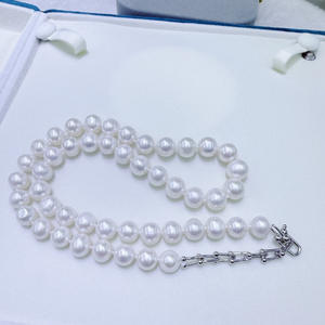Collier de perles de Zhuji Danshui, grandes perles de 7 à 10 mm, presque parfaites, argent pur avec boucle en fer à cheval réglable - Product Image 1