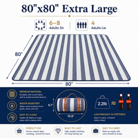 Couverture de pique-nique imperméable en PEVA avec doublure polaire, 80x80 pouces, écologique, tapis enroulable avec poignée de transport, logo personnalisé disponible, pour l'extérieur (OEM/ODM)