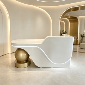 Modern White <b>Reception</b> Desk Economically Priced Durable Wood <b>Counter</b> for Cashier for Beauty Salons gym <b>reception</b> desk - Product Image 6